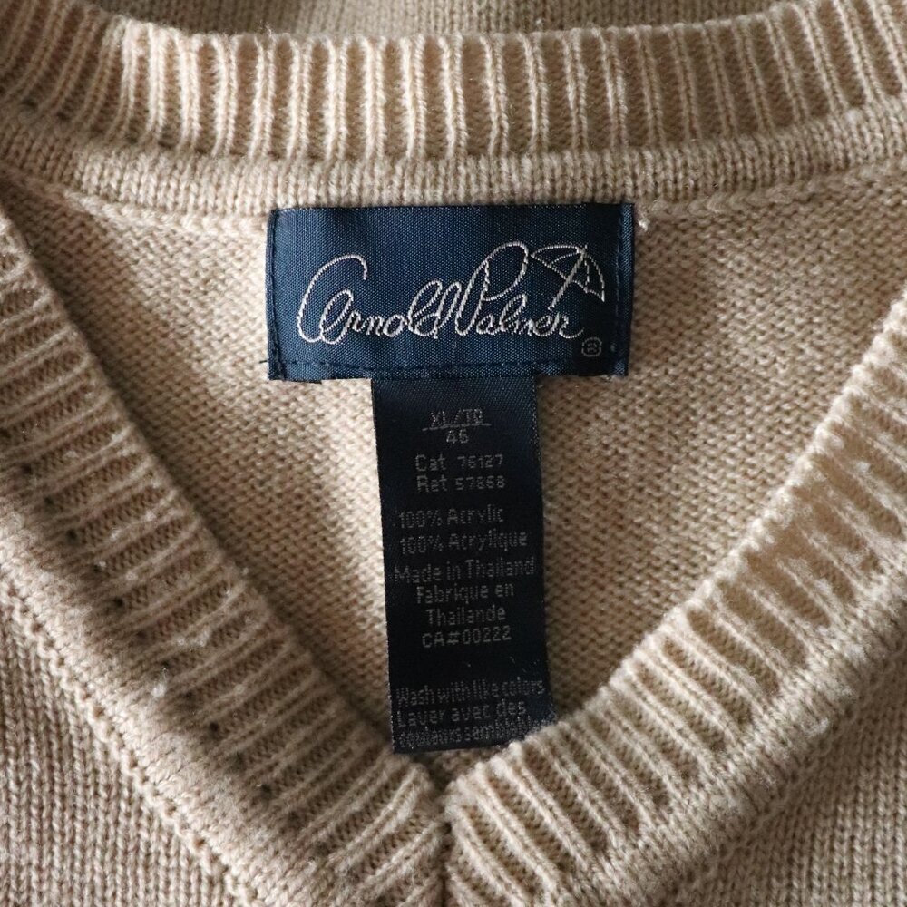 Arnold Palmer Men's Sz XL Tan‎ Sleeveless V-Neck Knit Ribbed Sweater Vest - Picture 8 of 9